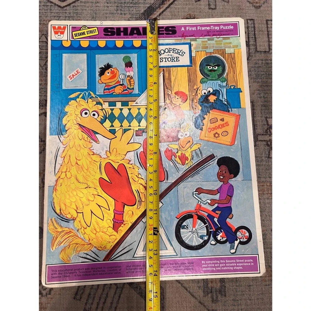 Vintage Sesame Street Giant Cardboard Tray Puzzle Lot 1970s Whitman Big Bird EUC